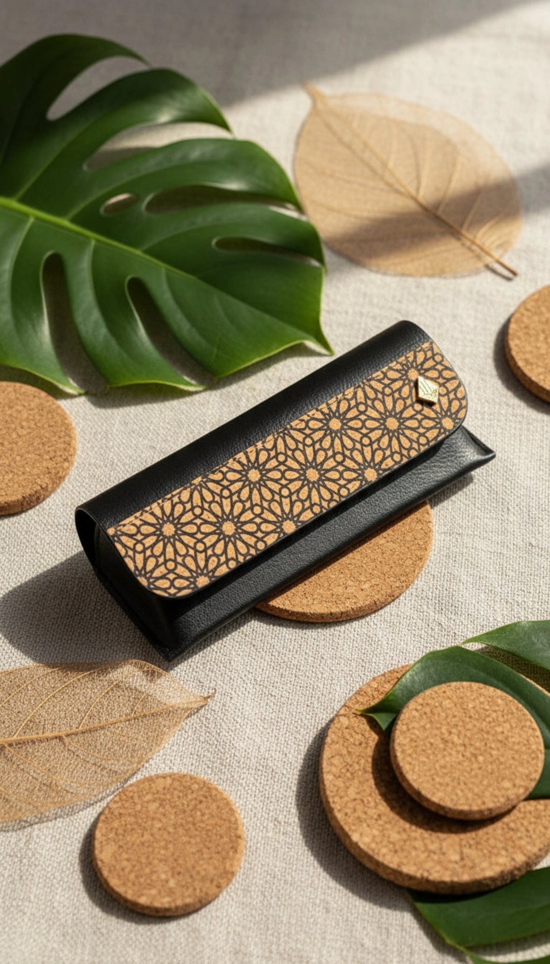 Green Hermitage Handcrafted, Vegan Leather Eyewear Case - Black