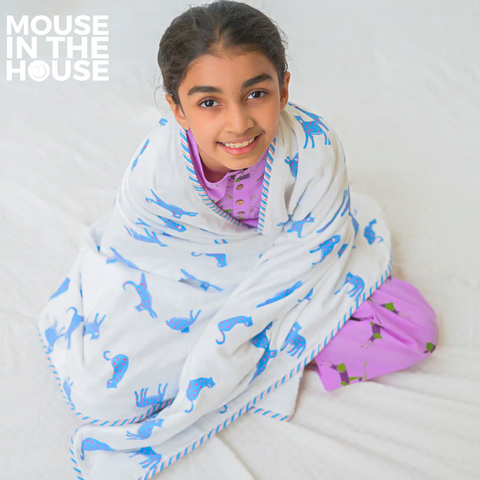 Mouse In The House Blue Panther- Blanket
