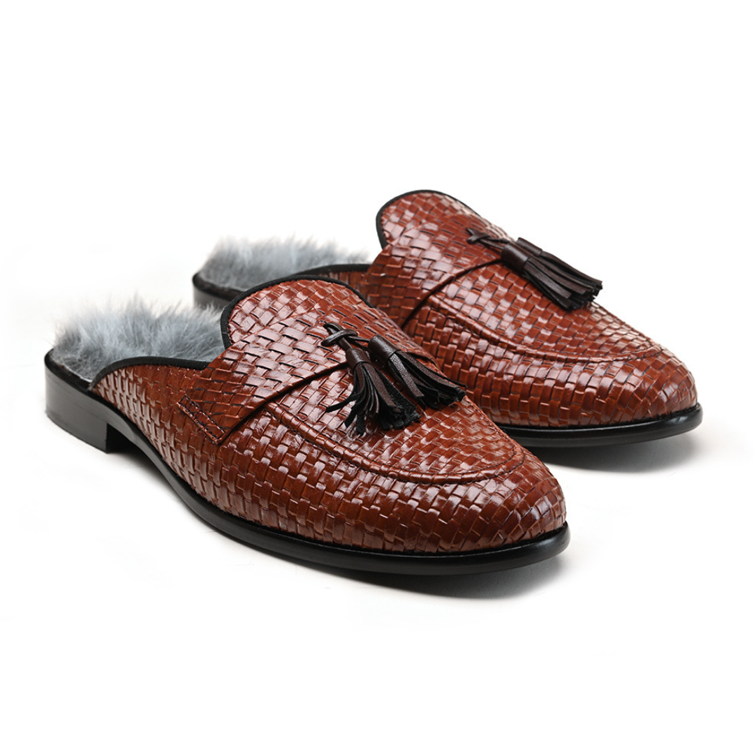 Monkstory Luxious Mule Shoes With Fur Insoles - Tan