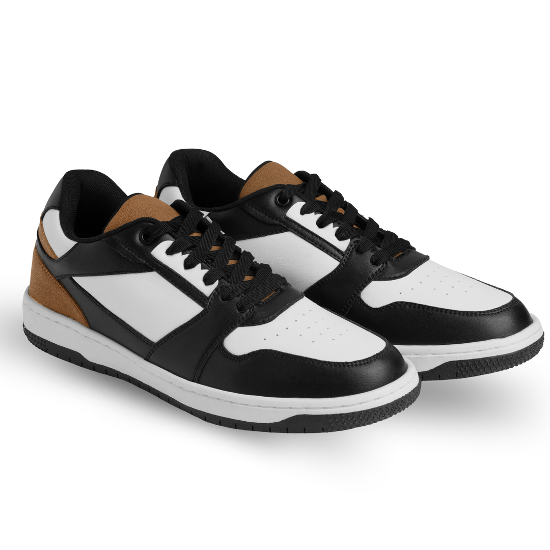 Comic Tan Mesh-Detailed Lace-Up Sneakers