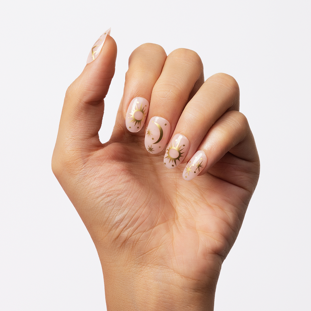 Celestial Gold | Medium Round, Press-On Nails