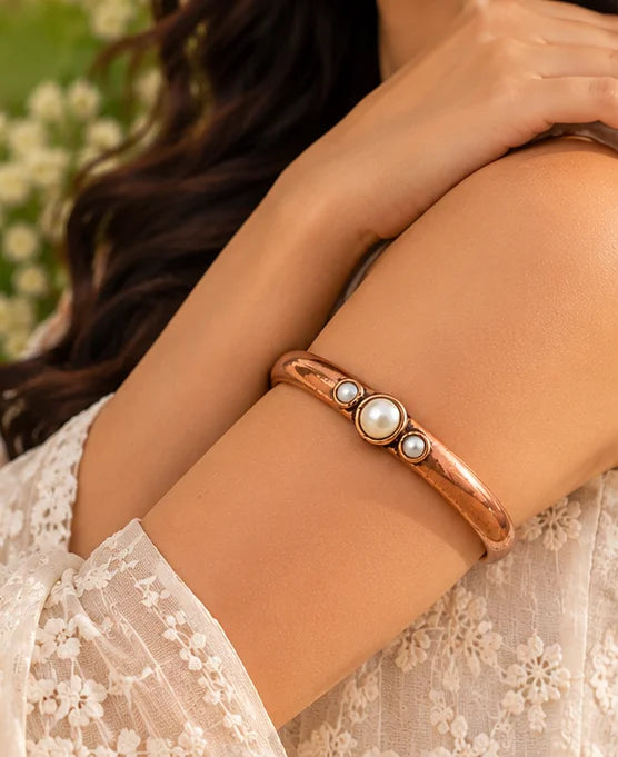Bamboology Trends Copper Armlet with Pearl Beads | Cuff Design