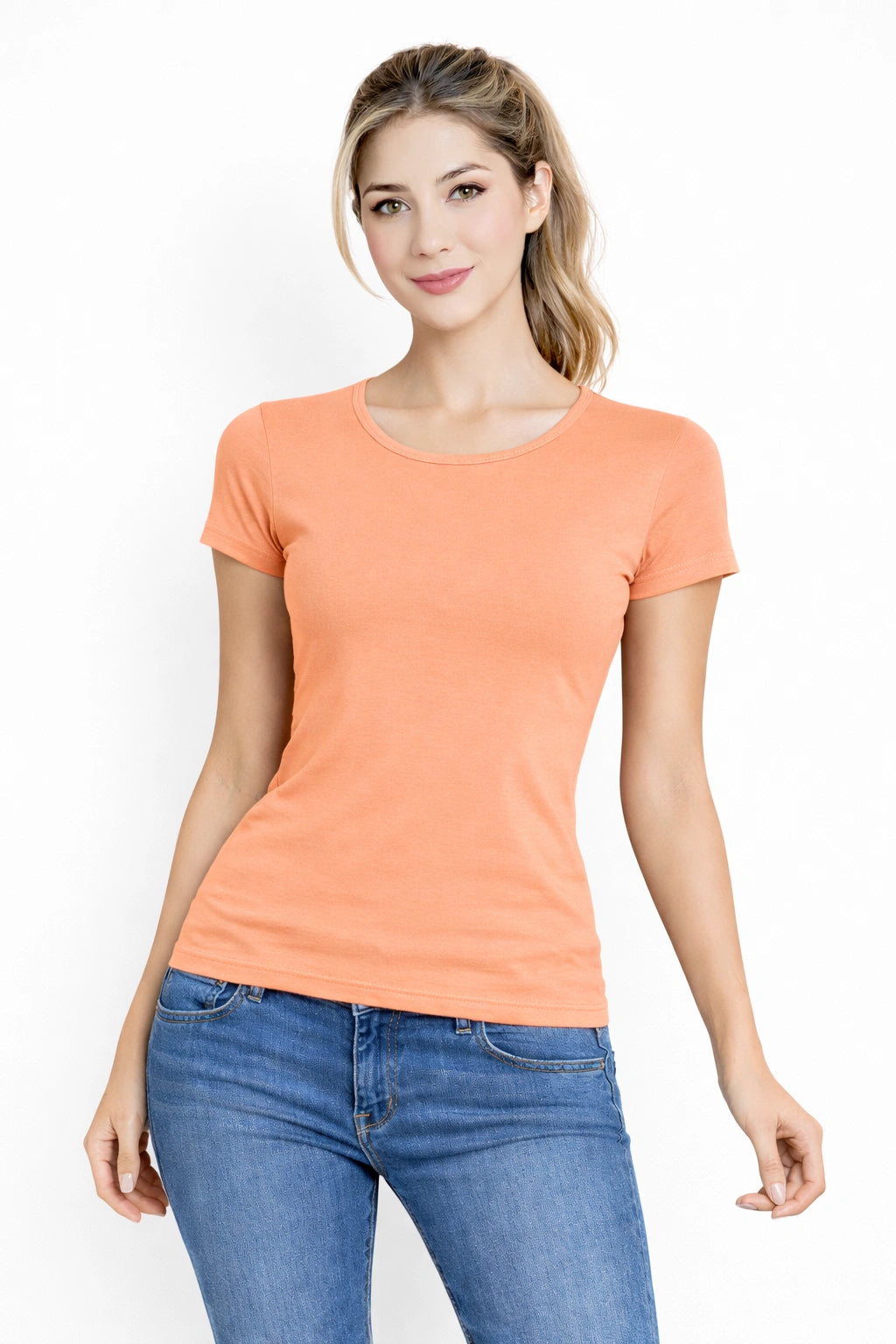 Women’s Bamboo Fabric Slim Fit H/S T-Shirt | Soft & Breathable | Papaya Orange