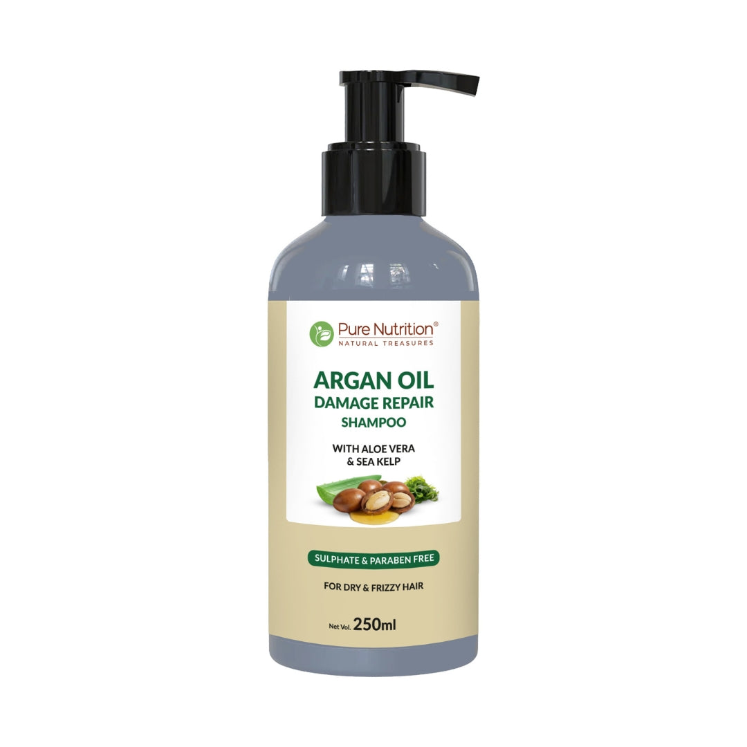 Argan Oil Damage Repair Shampoo with Aloe Vera 250ml | Frizz Control & Shine