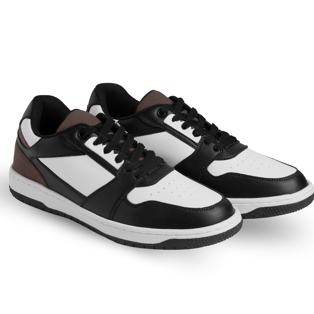 Comic Brown Mesh-Detailed Lace-Up Sneakers
