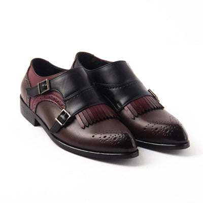 Classic Double Monk Straps with Fringes - Tricolor