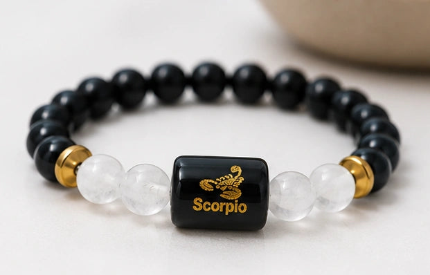 Bamboology Trends Scorpio Zodiac Gemstone Bracelet | Certified Natural Crystal Bracelet for Strength, Protection, Intuition & Success