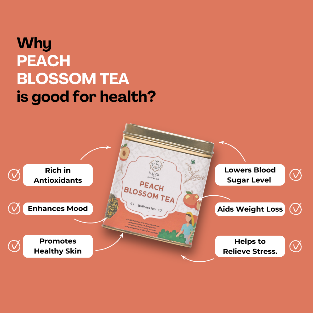 Lluvia Tea Peach Blossom Tea - Antioxidant Rich | Improves Skin Health | Mood Enhancement (50 gm)