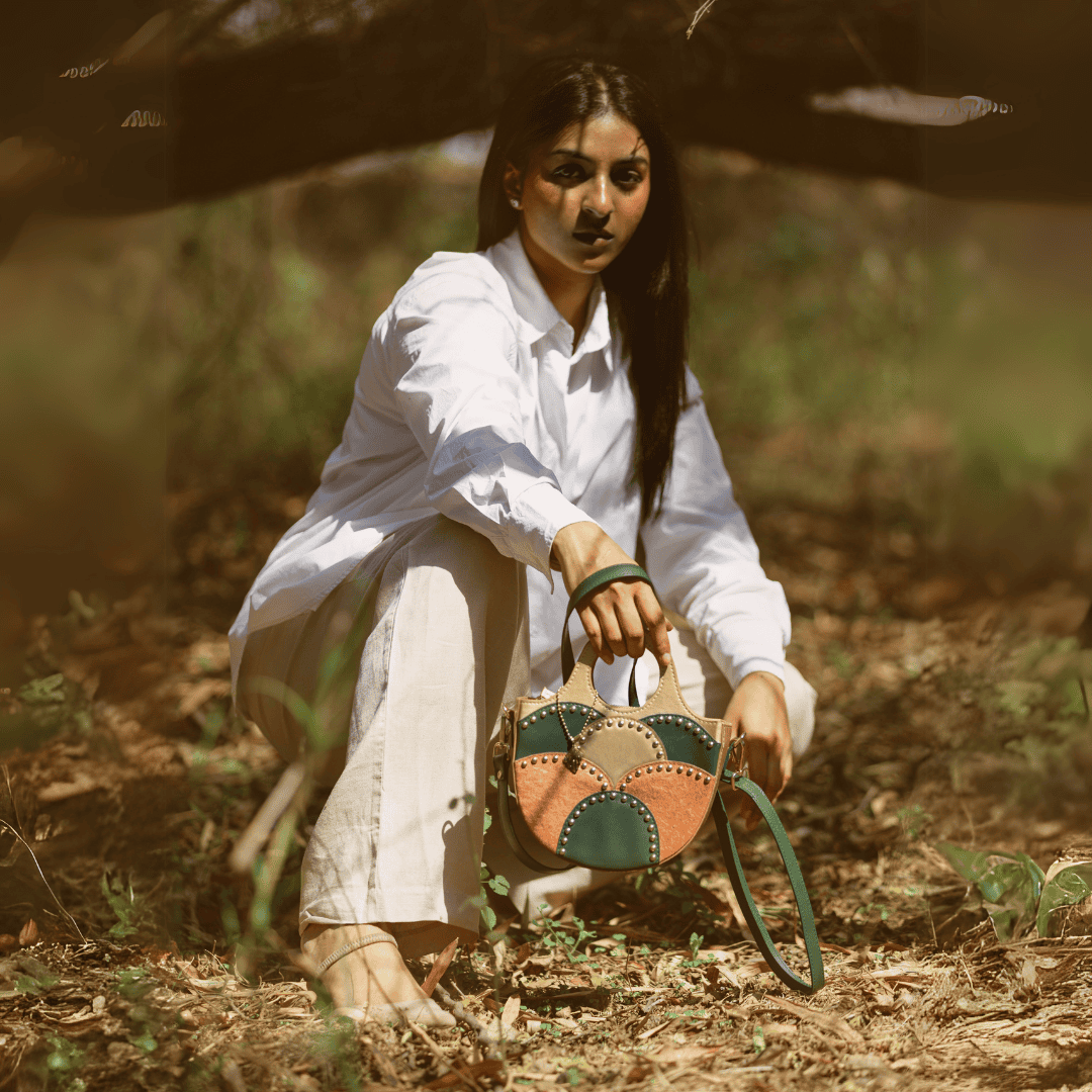 Green Hermitage Savannah Vegan Leather Sling - Gold