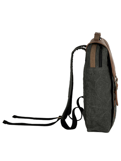 Mona B upcycled canvas back pack for office | school and college with upto 14” laptop/ Mac Book/ tablet: Flap