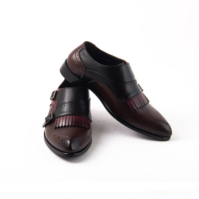 Classic Double Monk Straps with Fringes - Tricolor