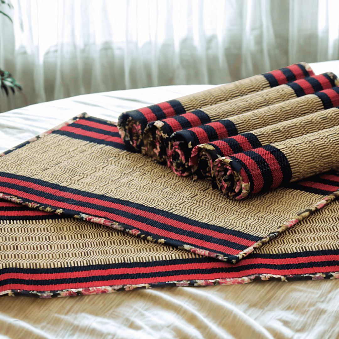 After Wait | Bamboo Placemats – Floral Canvas Border (Set of 6)
