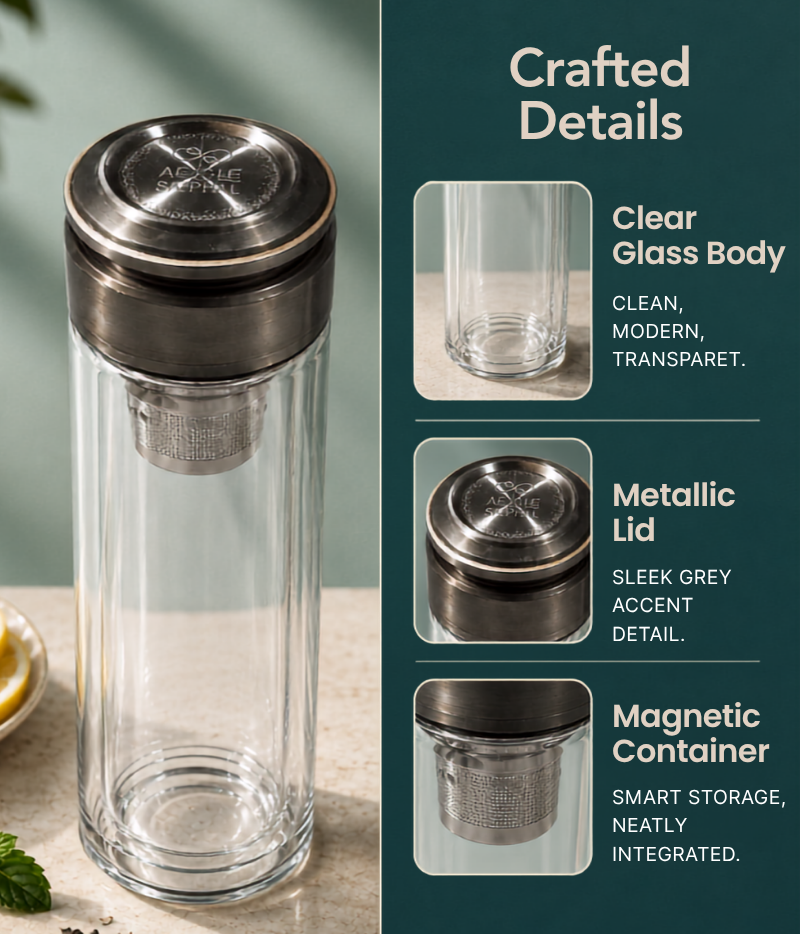Glass Infuser Bottle With Magnetic Container