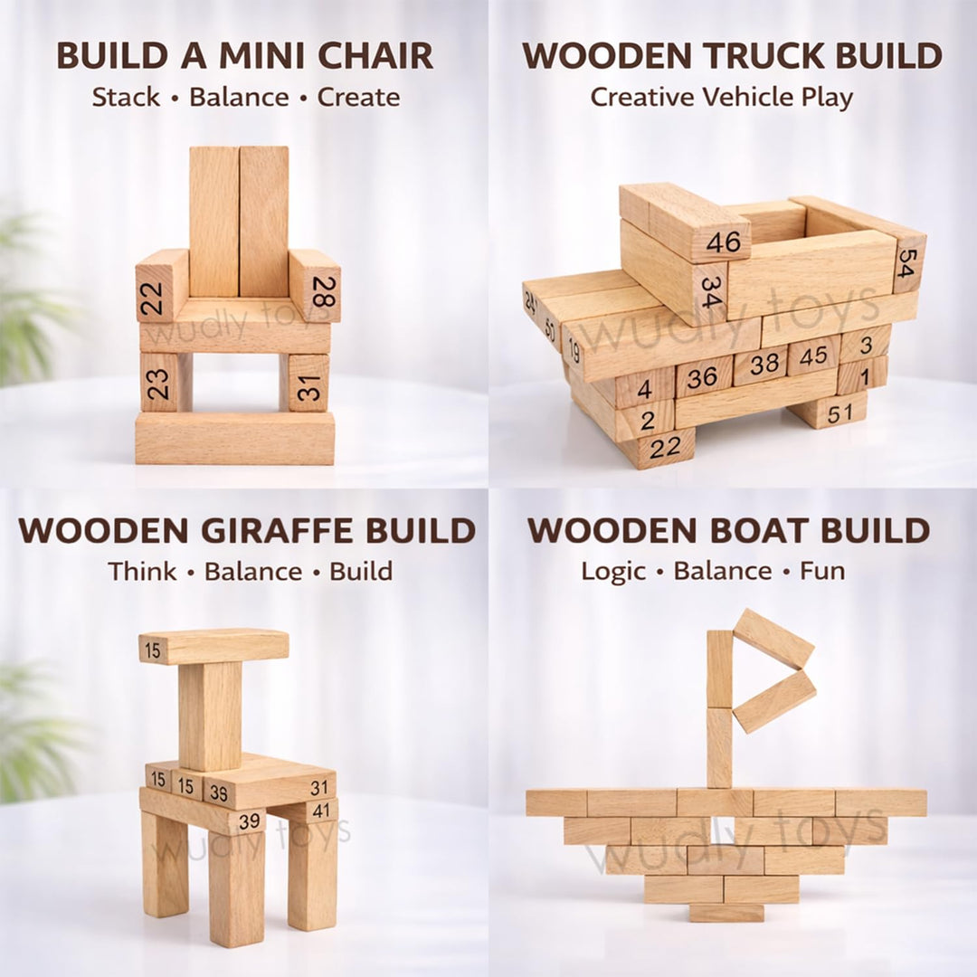 Wudly Wooden Number Stacking Tower