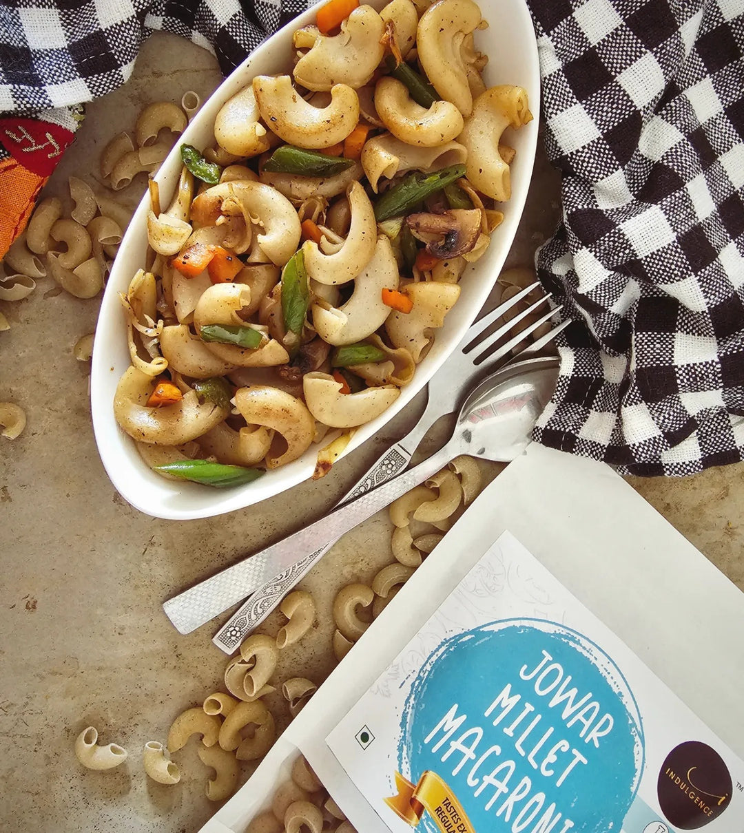 INDULGENCE No Maida Jowar Millet macaroni 400Gms - (Pack of 2)