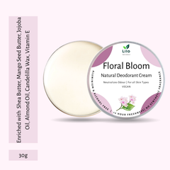 Lilo Naturals Natural Deodorant Cream | Floral  Bloom | Enriched with Shea Butter, Mango Butter, Jojoba & Almond Oil