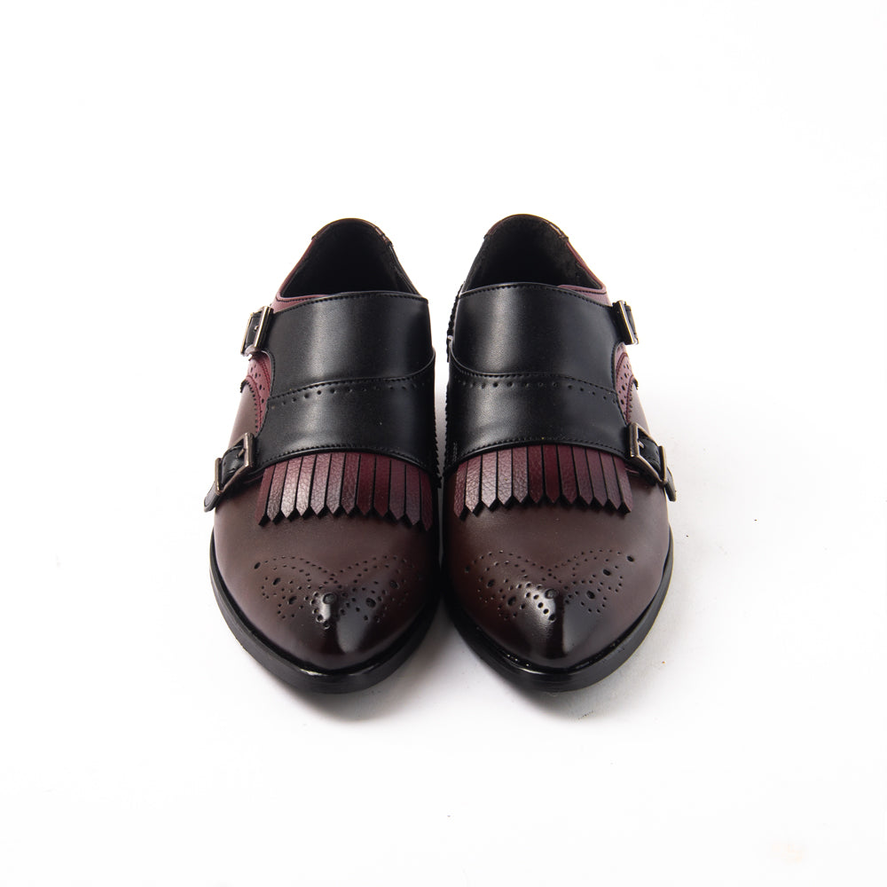 Classic Double Monk Straps with Fringes - Tricolor