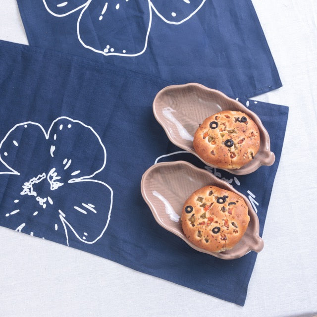 Pravaah Prasoon table linen set | pure hemp | table runner, napkins and placemats | hand printed in small batches