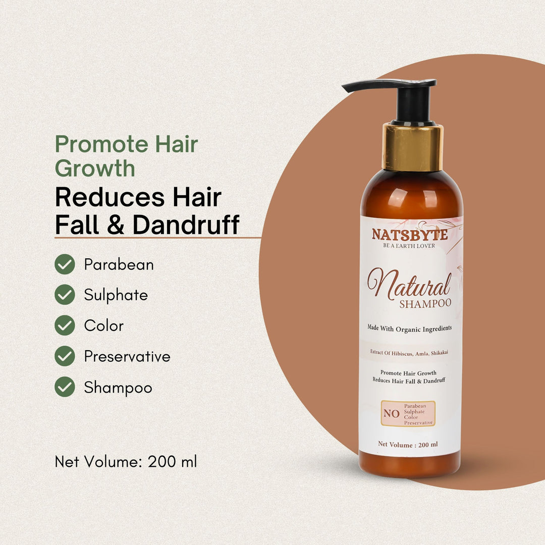 Natsbyte Natural Shampoo | Organic Ingredients | Anti Hair Fall | Hair Regrowth Shampoo | Reduce Hair Fall | Shinning Hair - Natsbyte (Natsbyte) 200 ml