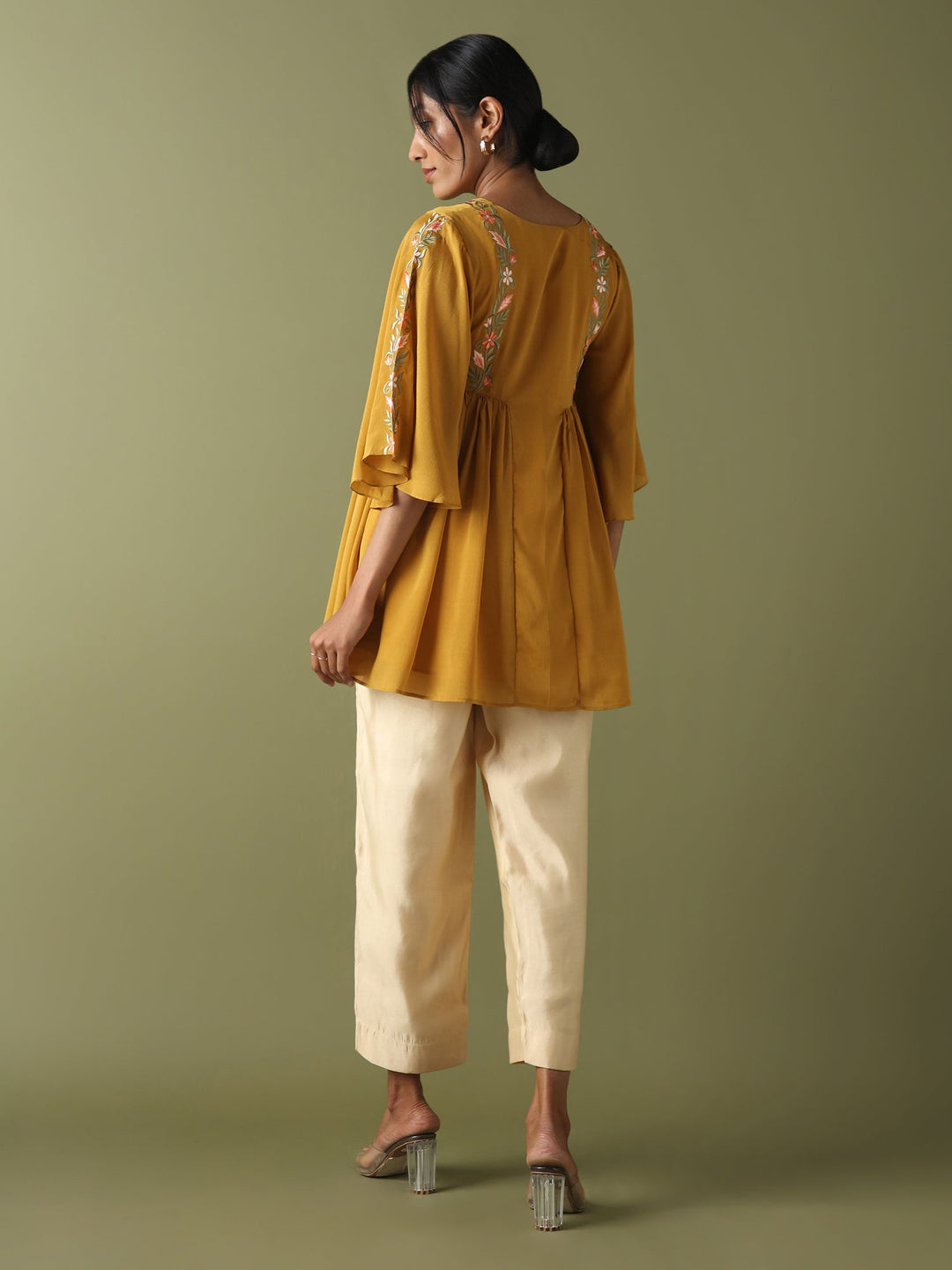 Dhwani Choksi Embroidered Tunic - Mustard