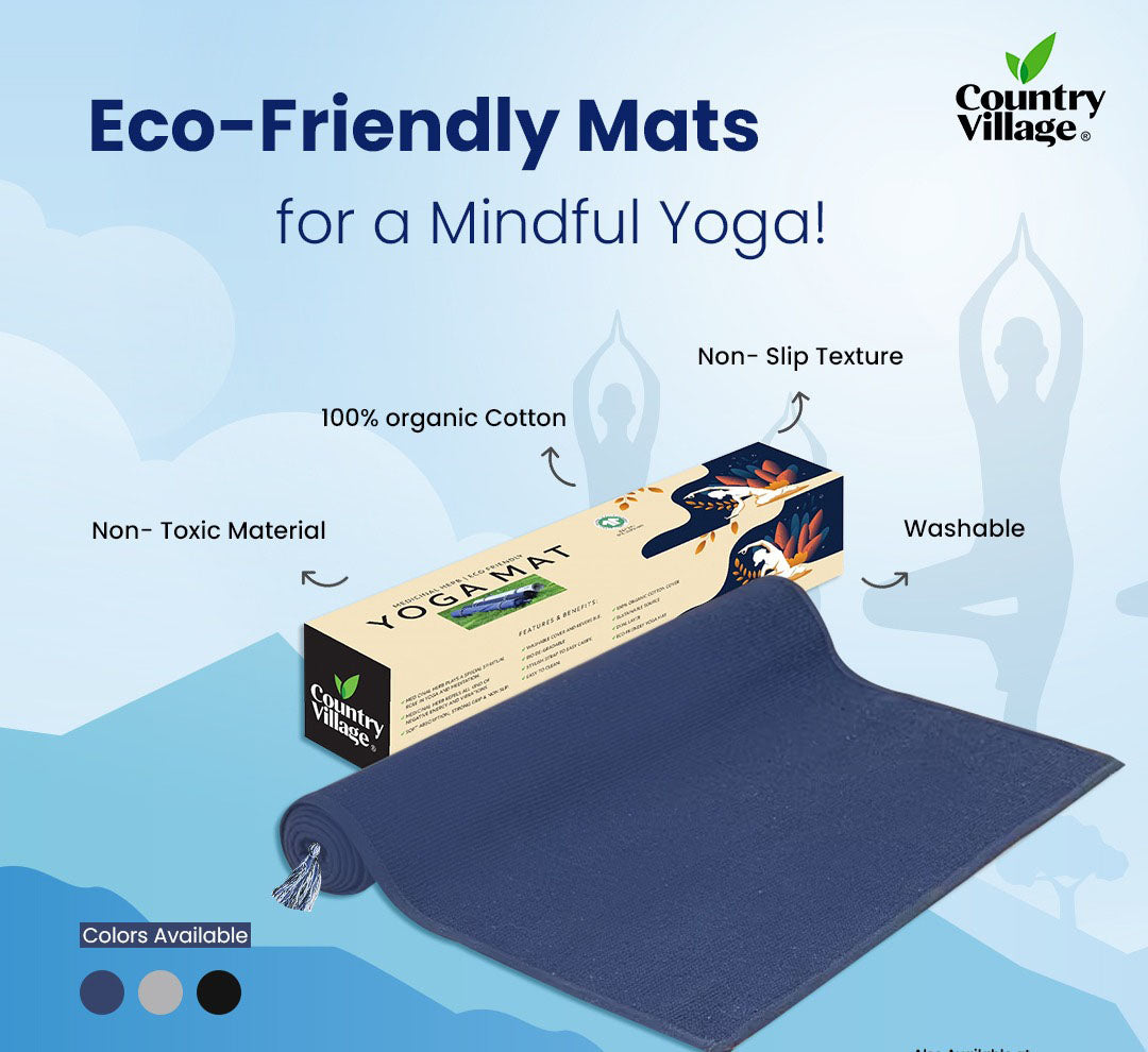 Country Village Medicinal Herb Yoga Mat and Exercise Mat with Carrying Strap