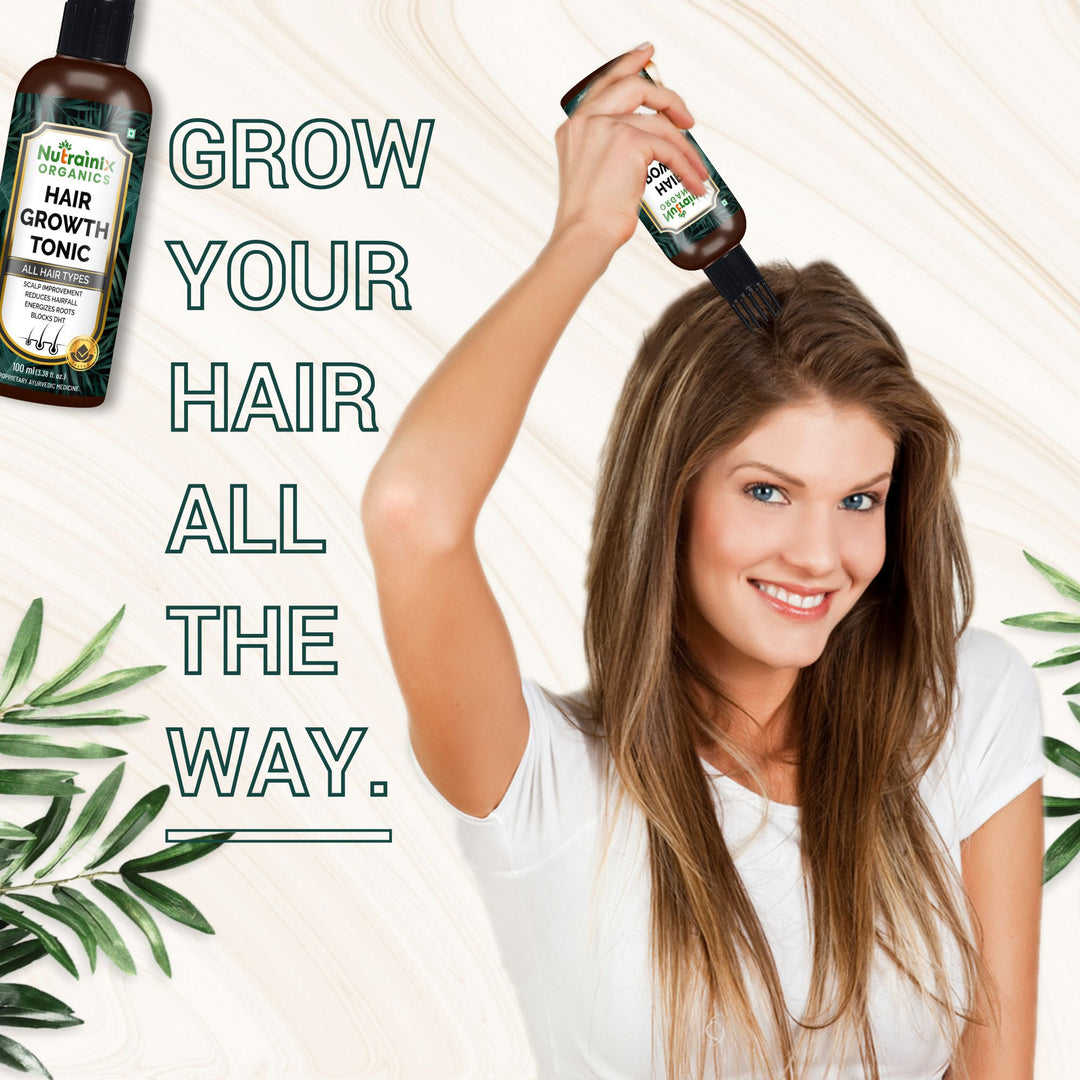 Nutrainix Organics Ayurvedic Hair Revival Tonic Scalp Elixir for Thicker, Stronger Hair – Comb Applicator Included - 100 ml