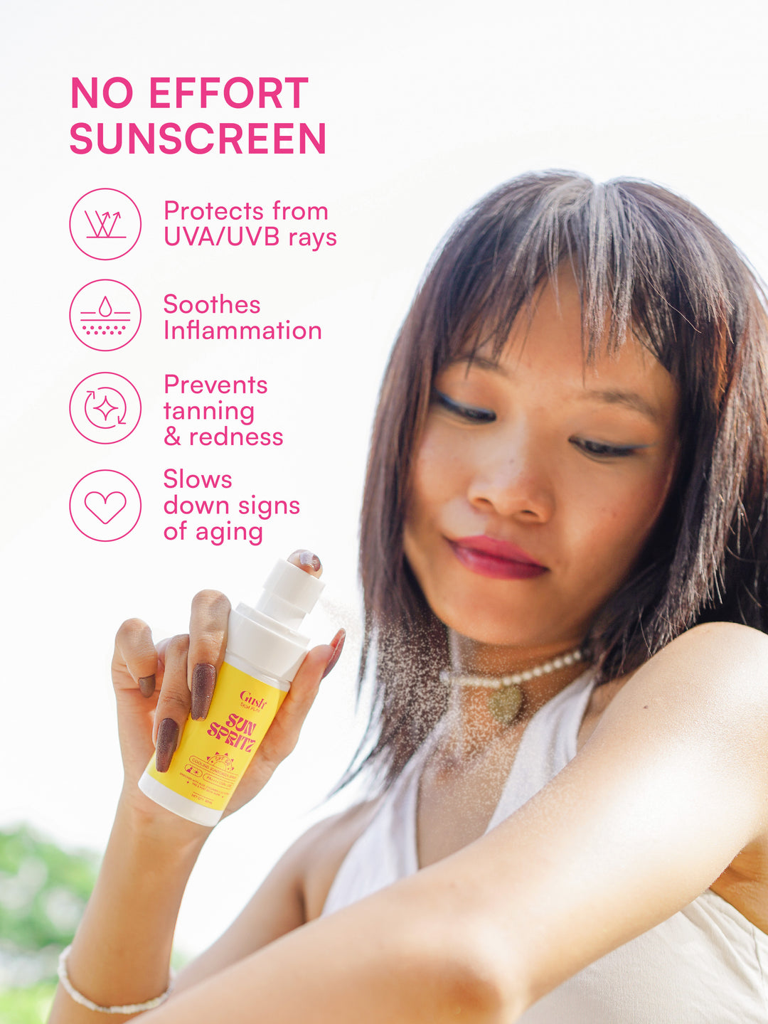 Gush Beauty Sun Spritz SPF50 PA++++ UVA+ UVB Cooling Cucumber Sunscreen Spray | 50 ml