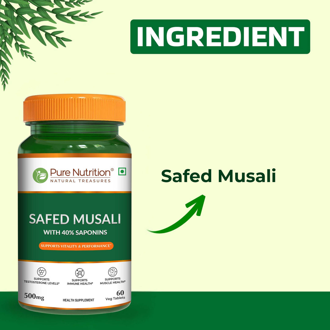Safed Musli Capsules  Ayurvedic Vitality & Energy Supplement | 60 Veg Tablets