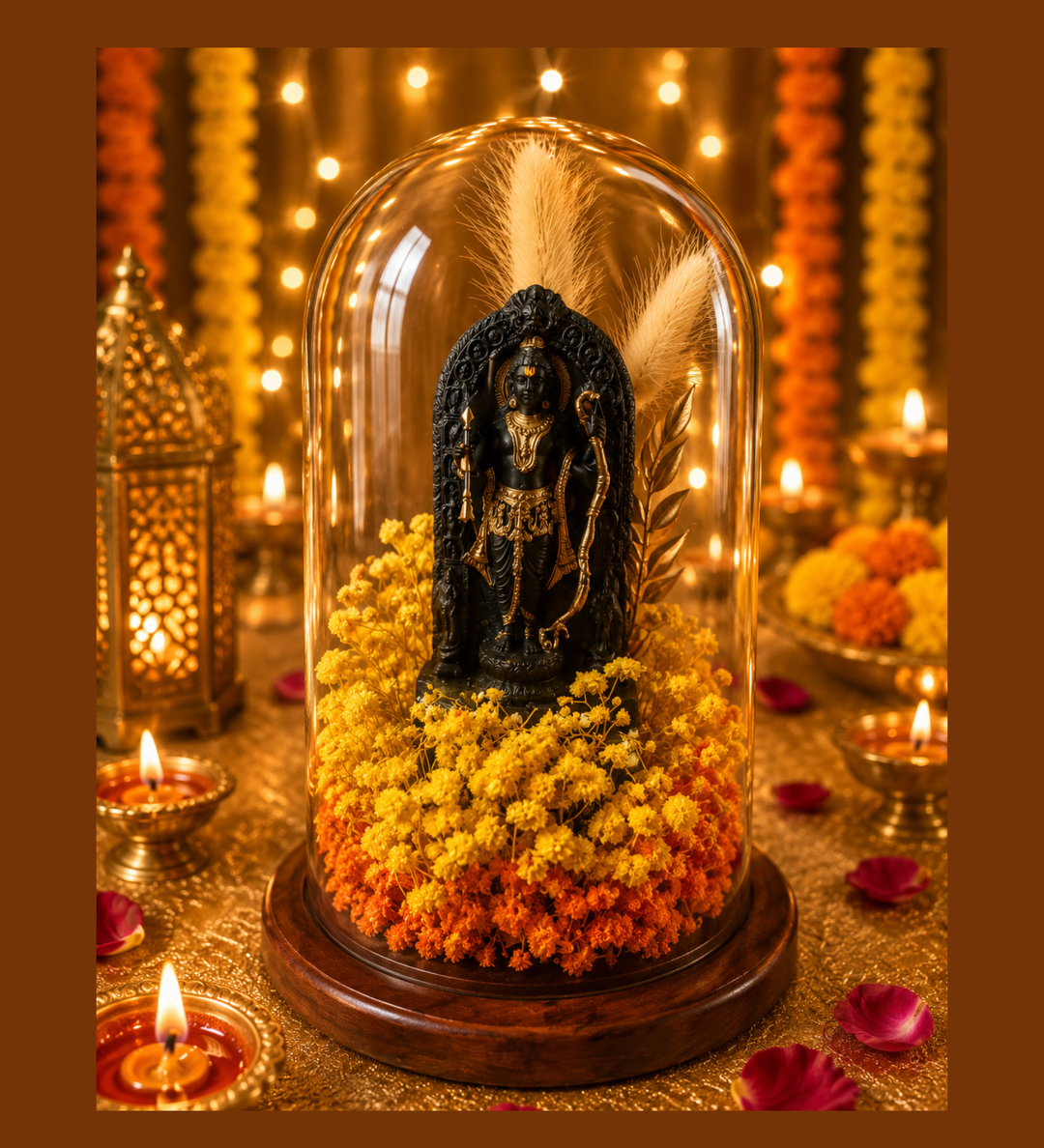 Ram Darbar Blessings Decorative Dome | Elegant Ram Ji Festive Showpiece