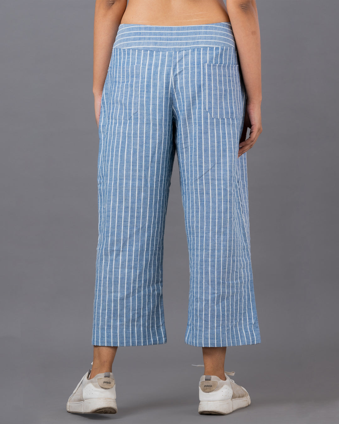 OCAU Blue striped wide legged cropped pants