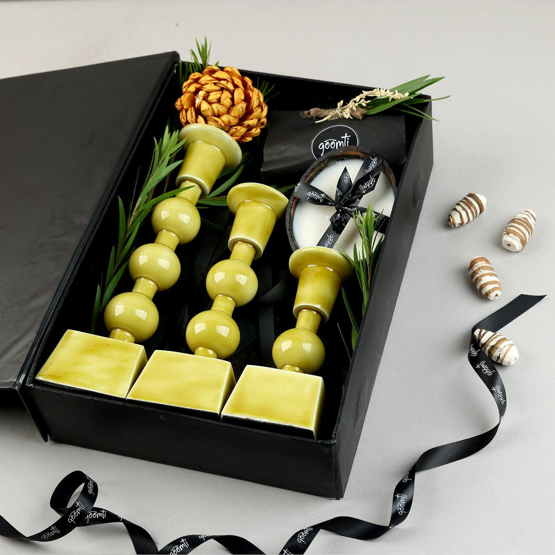 Goomti Tranquil Tri-Stand - The Lemon Green Candle Trio