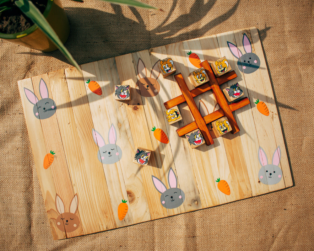 Healthy rabbit place mat | multipurpose | natural reclaimed wood | foldable | stain-proof | Scrapshala
