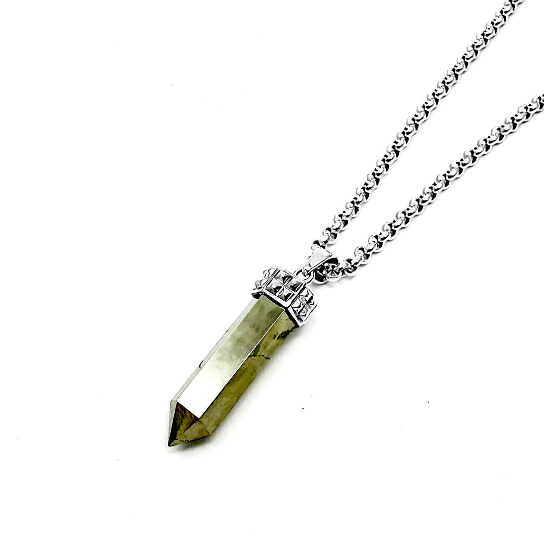 Pyrite stone Pyramid Pendant in 925 sterling silver