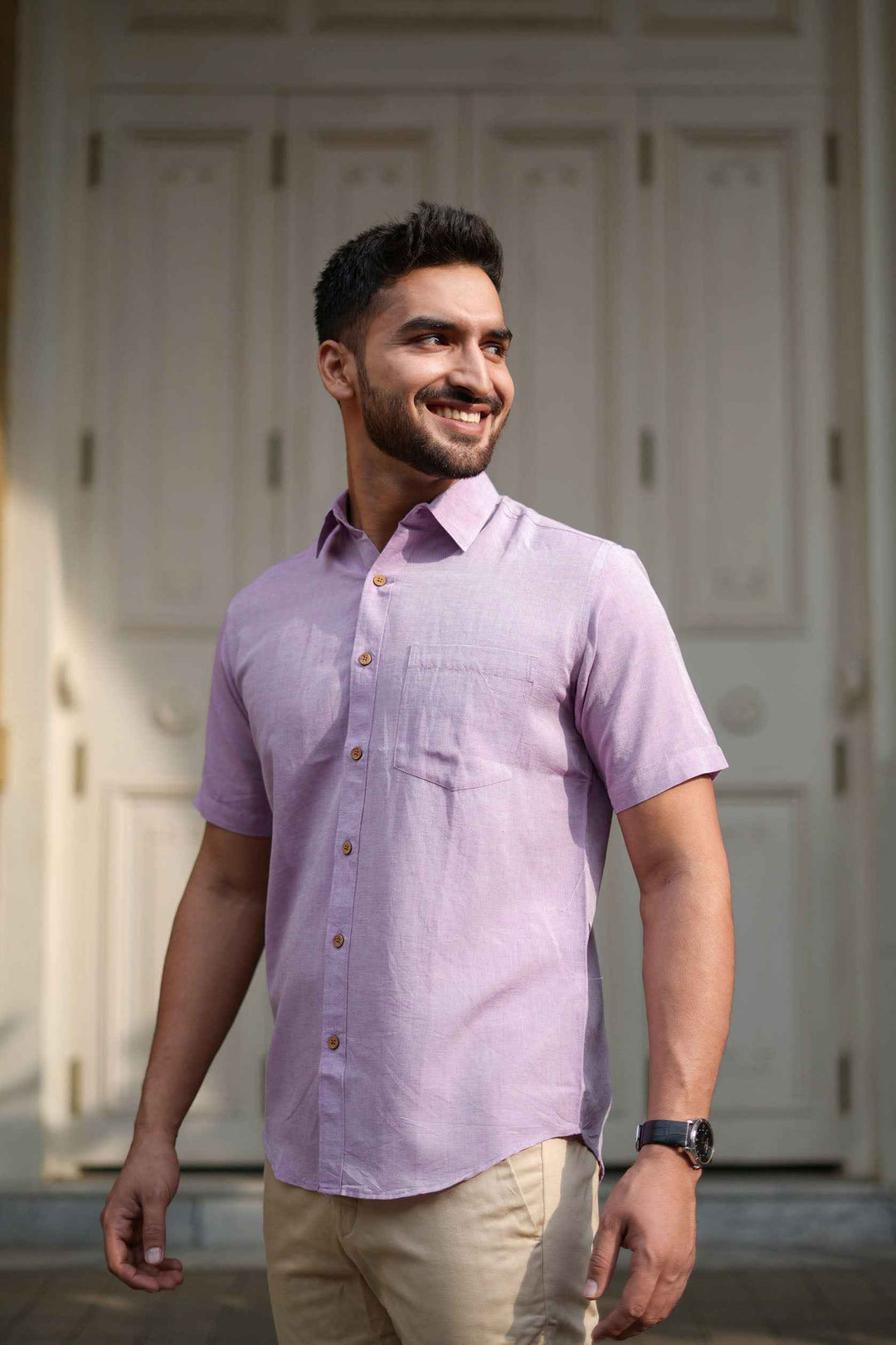 Earthy Route Lavender · Half Sleeve Shirt