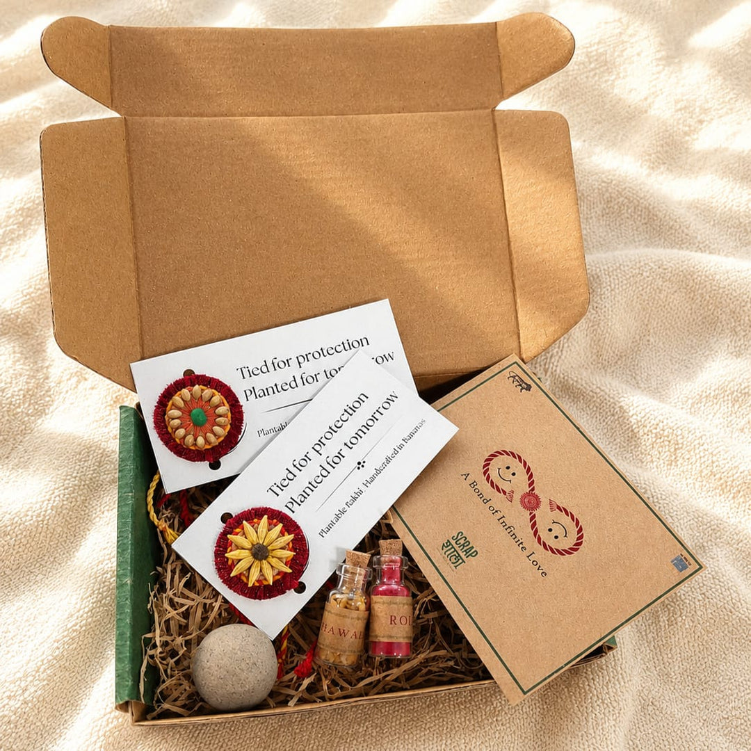 Akkad-Bakkad Sibling Box | Pair Rakhi Plantable Rakhi Gift Set | Eco-Friendly Rakshabandhan 2026 | Scrapshala