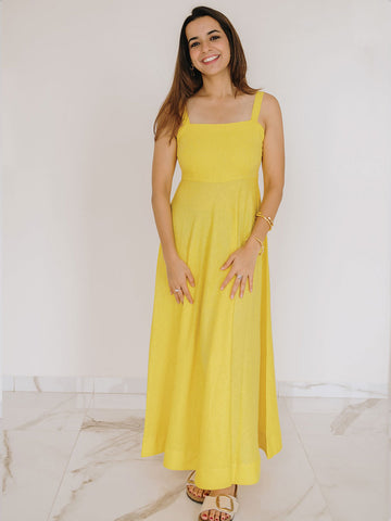 THE SUNFLOWER LINEN DRESS