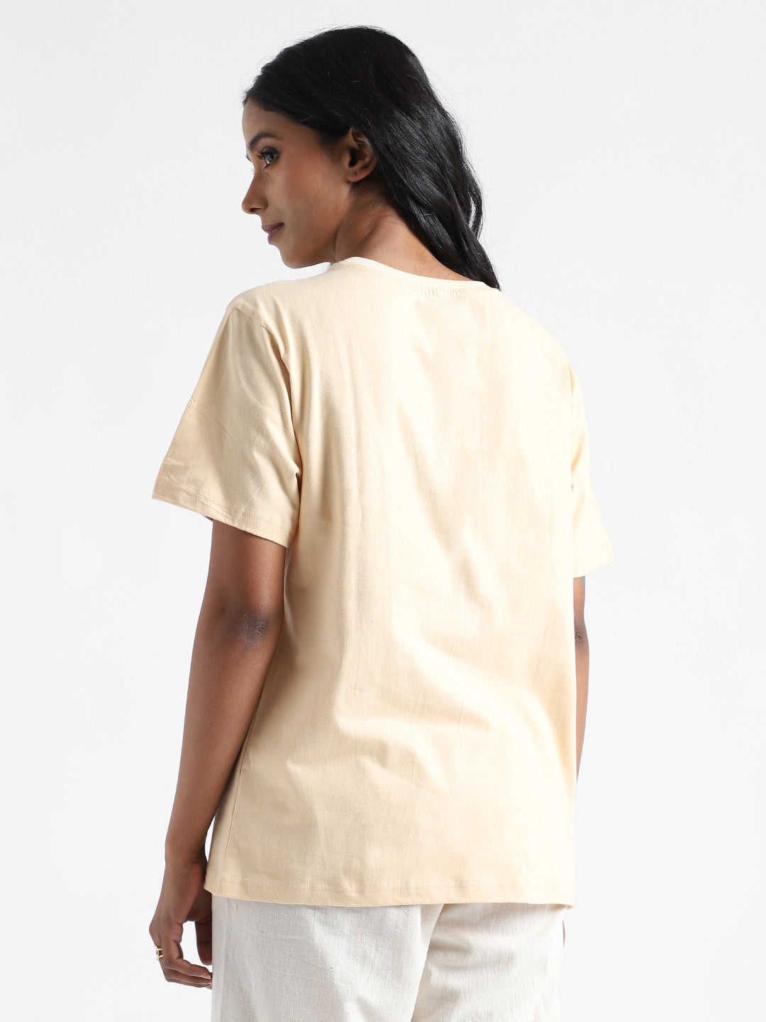 LivBio Women's T-Shirt | Rust Cream | 100% Organic Cotton | Naturally Dyed Fiber | Casual Crew Neck