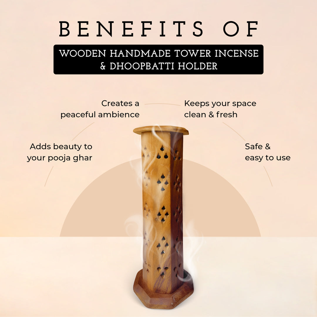 KHEONI Incense Holder Agarbatti Stand Wooden Tower