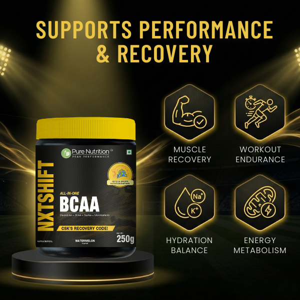 Pure Nutrition Peak Performance NXTShift All-in-One BCAA Powder 250g – With Electrolytes, Taurine & Vitamin B6