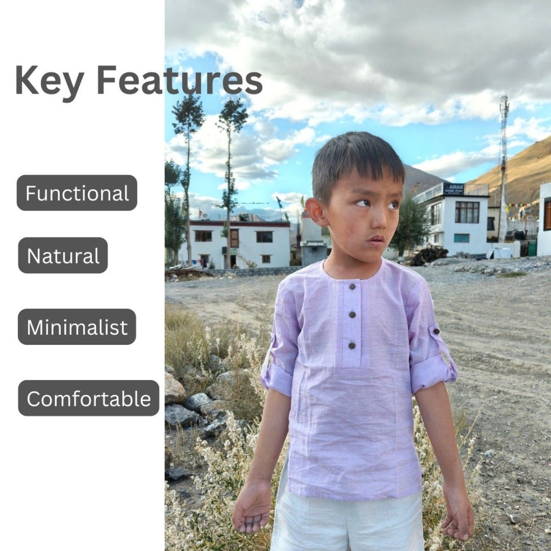 Kurta Shirt' - 100% Handspun Khadi Cotton Boys' Shirt