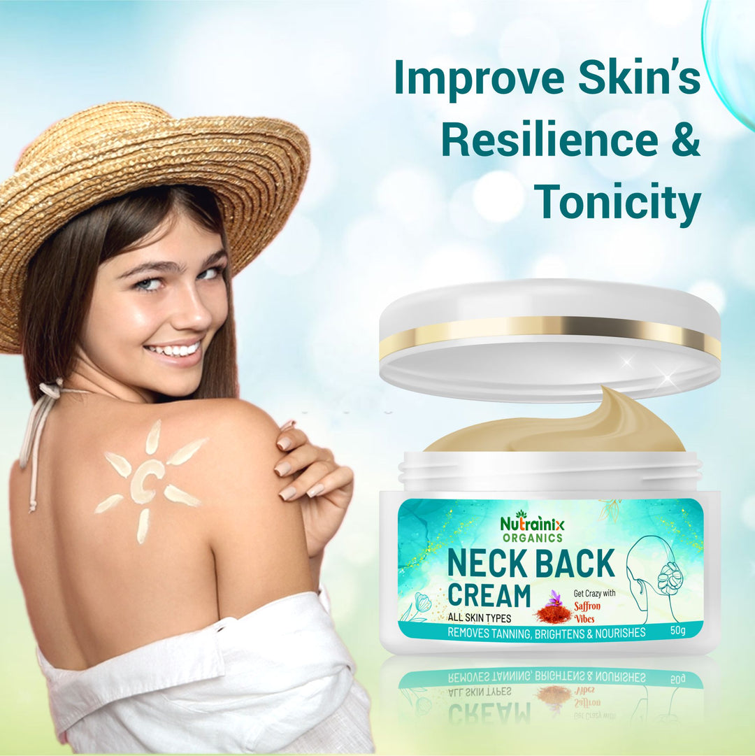 Nutrainix Organics Radiance Neck Back Cream Brightening, Tan Removal & Anti-Aging Moisturizer for Silky, Youthful Skin - 50 gm