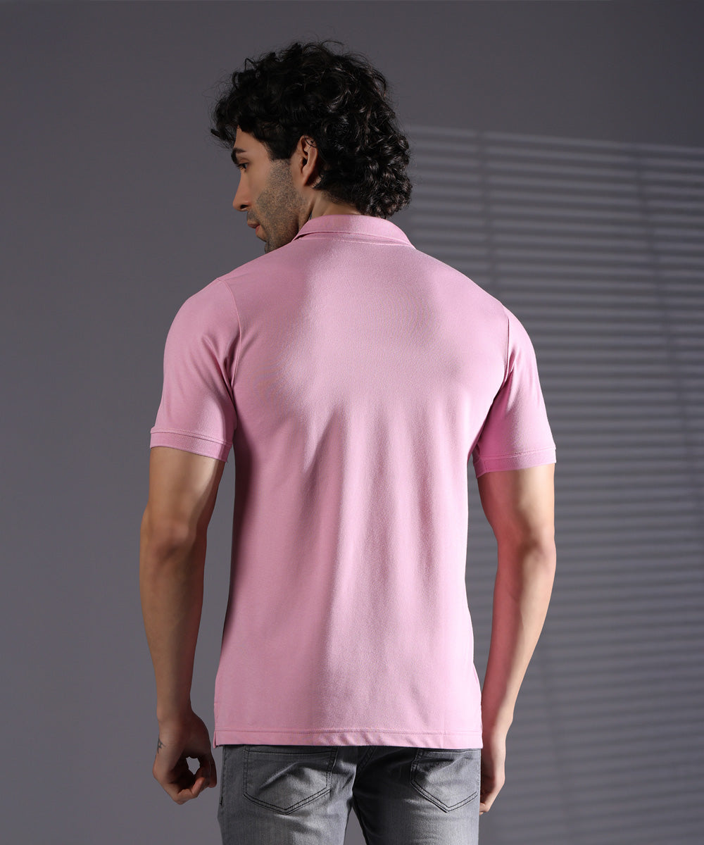 Naturefab Men’s Organic Bamboo Polo Tshirt Ultimate Pink