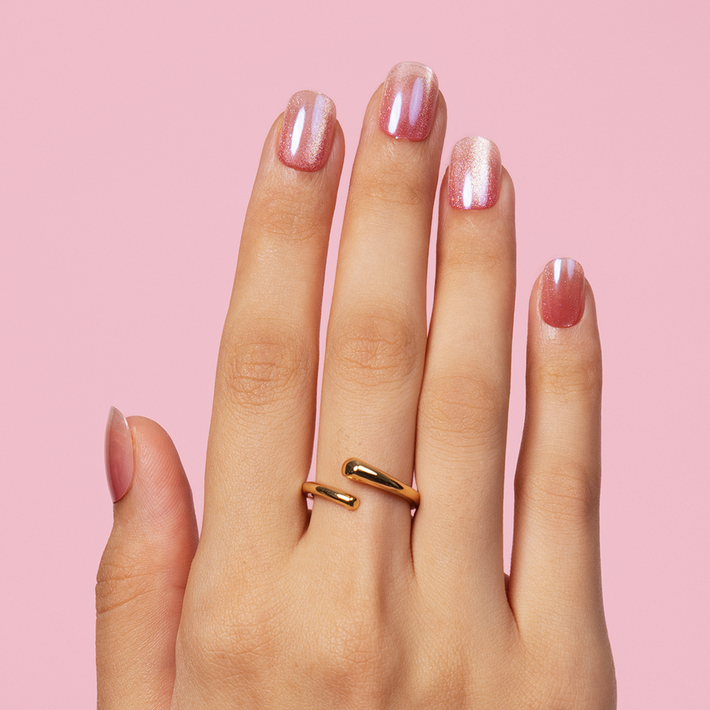 Gush Beauty Tangerine Crystal | Medium Squoval, Press-On Nails