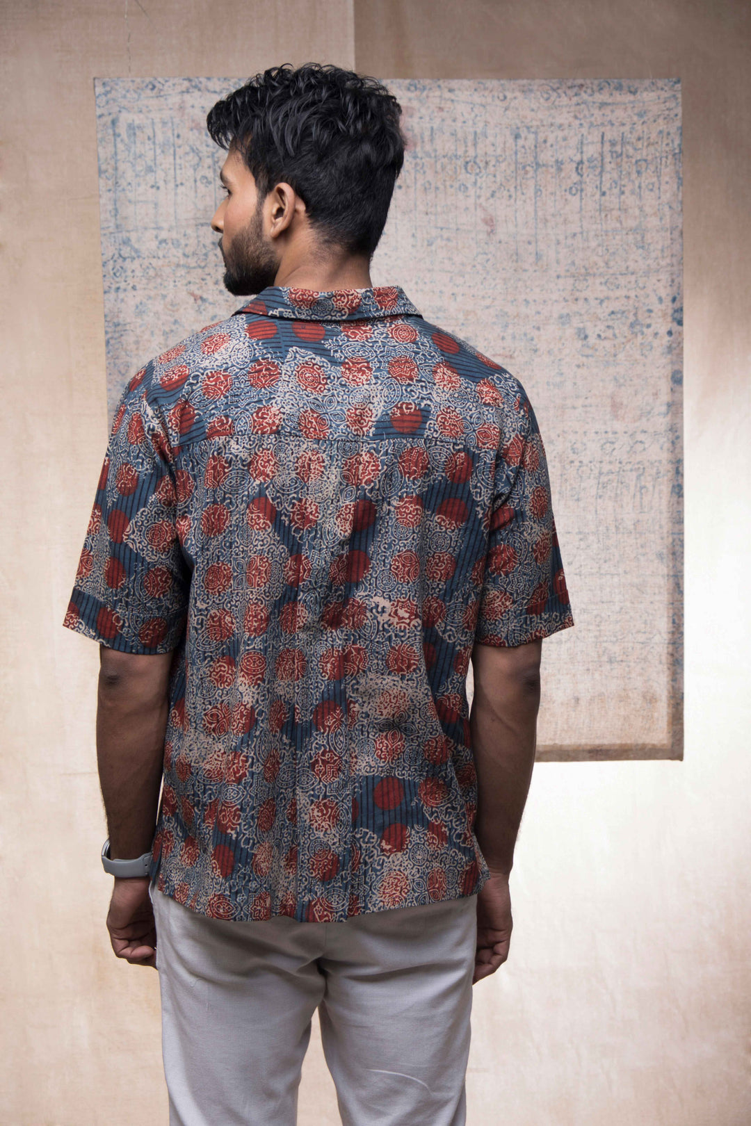 Hand block printed Ajrakh Allover holiday formal for men