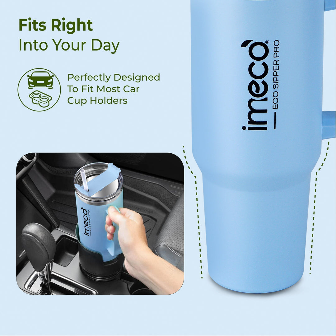 IMECO ECO-SIPPER PRO Insulated Stainless Steel Tumbler - Stylish Cup with Lid & Straw - Leak-Proof & BPA-Free - 1200 ml