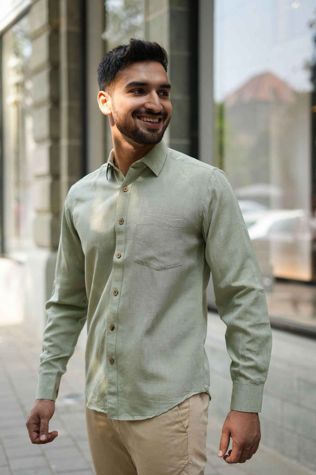 Earthy Route Military Green · Full Sleeve Shirt