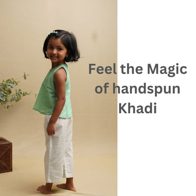 Breeze Belle 100% Handspun Khadi Cotton Pants' - Girls' Cotton Pants with a Flare