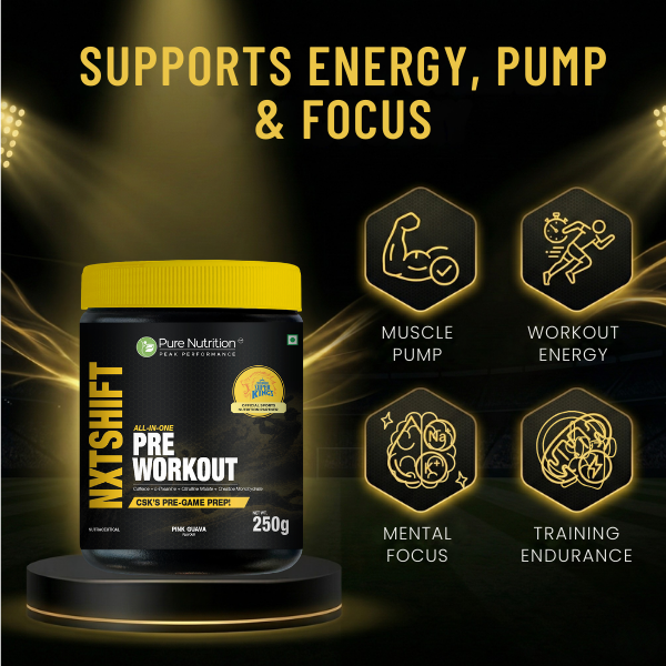 Pure Nutrition NXTShift Pre Workout – Caffeine, L-Theanine, Citrulline Malate & Creatine | Pink Guava