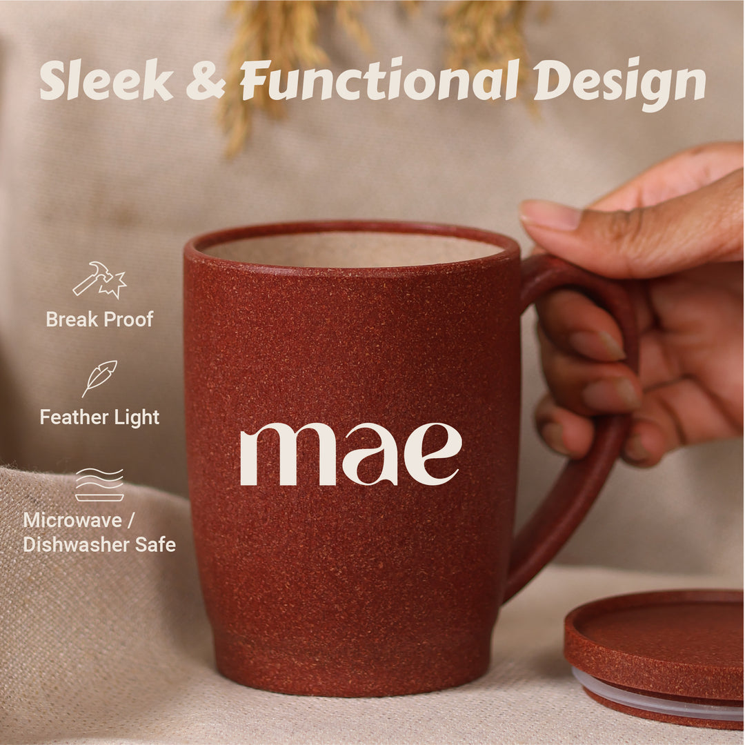 MAE Rice Husk Mug with Lid - 370 ml