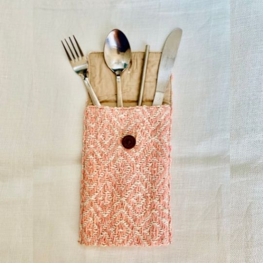 Pravaah Kys - multipurpose handwoven pouch | hemp cotton blend | pink | purple